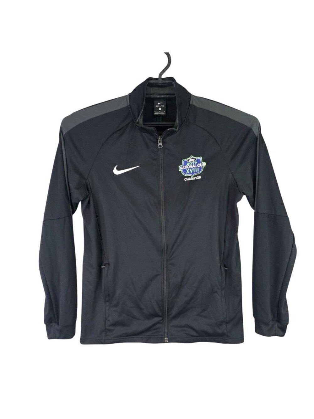 Mens Nike Black Gray Dri-Fit Full Zip Jacket Polyester 2019 National Cup Size M